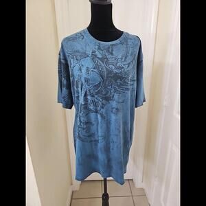 Vintage Y2K Retrofit Shirt Blue Cross‎ Unisex Fit Size XLarge Tee Shirt